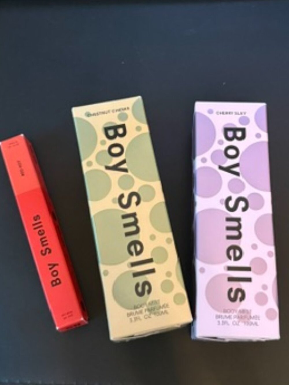 New 3 Boy Smells shimmer sprays /  travel perfume $100 retail Red Hot, Cherry ++